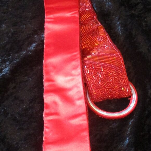 Vintage 1980's Red Sequined Beaded Belt - Picture 3 of 4